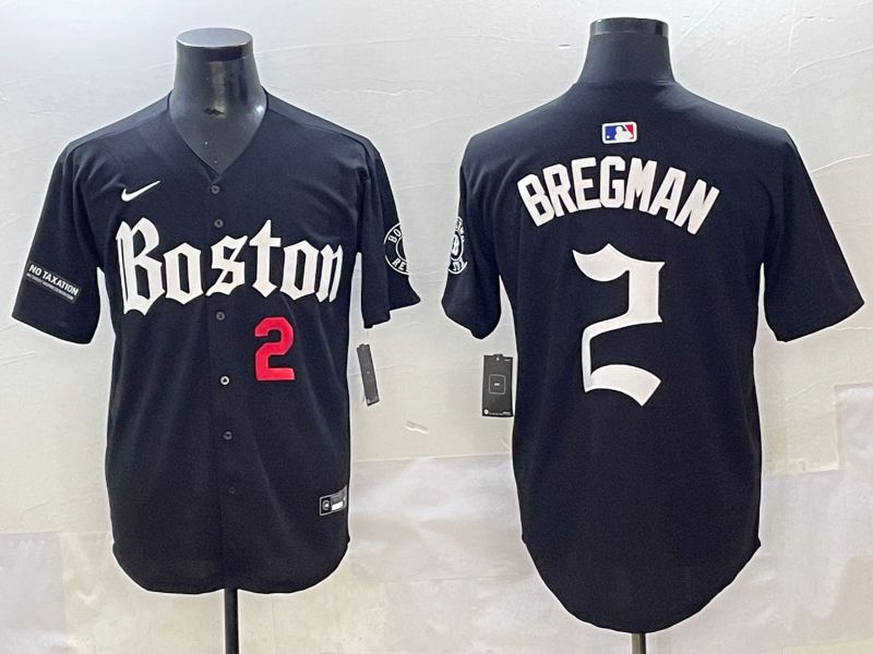 Men 2025 Boston Red Sox #2 Bregman Black Five generations Joint Name Nike MLB Jersey style 5